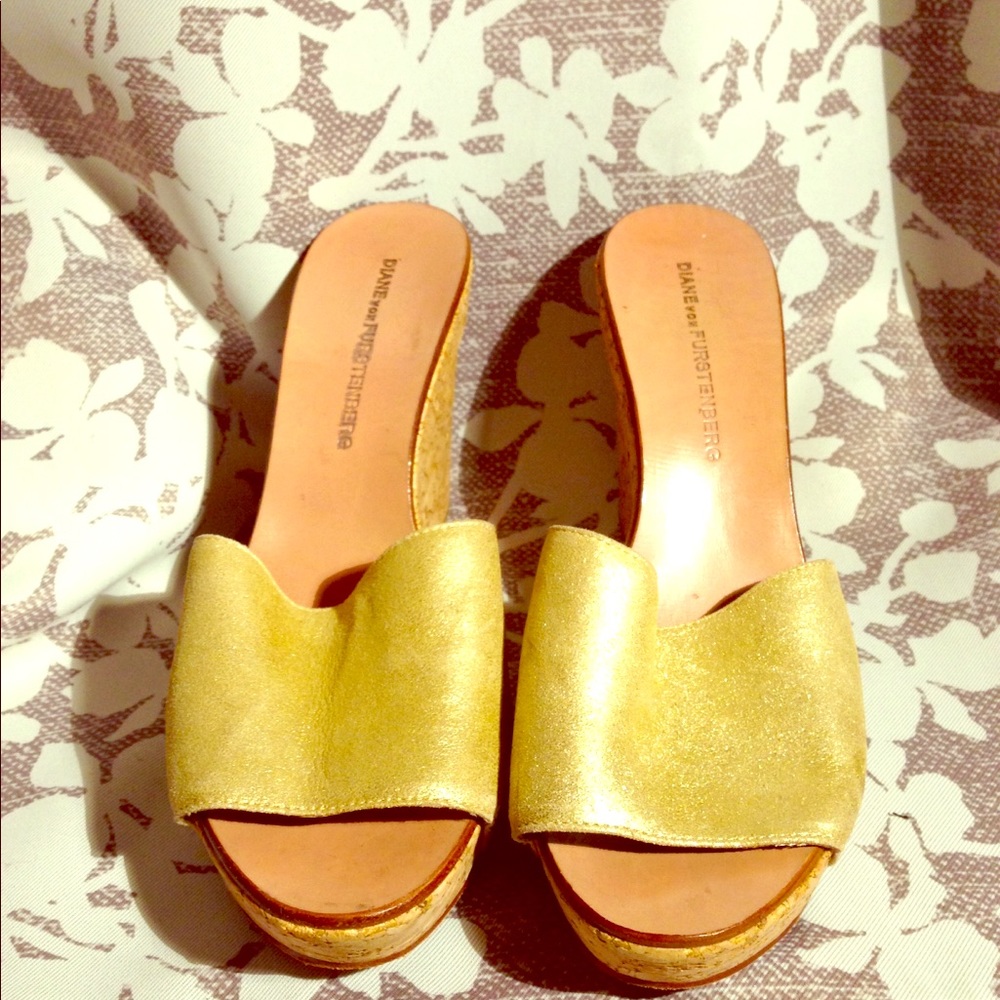 Gold Diane Von Furstenburg Wedges
